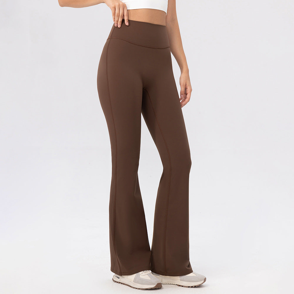 Autumn Winter Fleece Lined High Waist Yoga Bell Bottom Pants Hip Raise Slimming Sports Bootcut Trousers Warm Outdoor Workout Running Pants