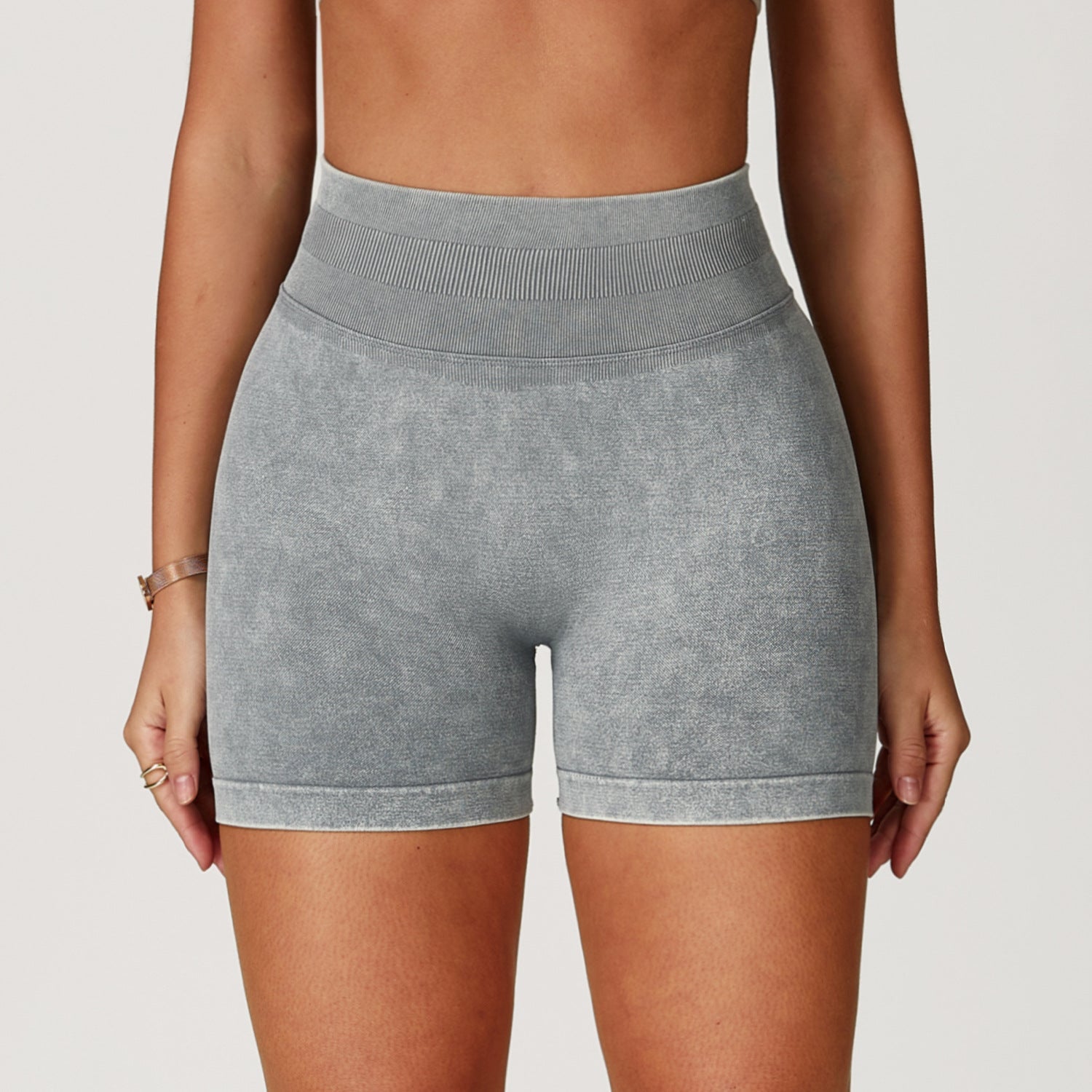 Sollinarry Seamless Stone Washed Yoga Shorts High Waist Hip Lift Shorts Skinny Running Sports Fitness Yoga Pants Women
