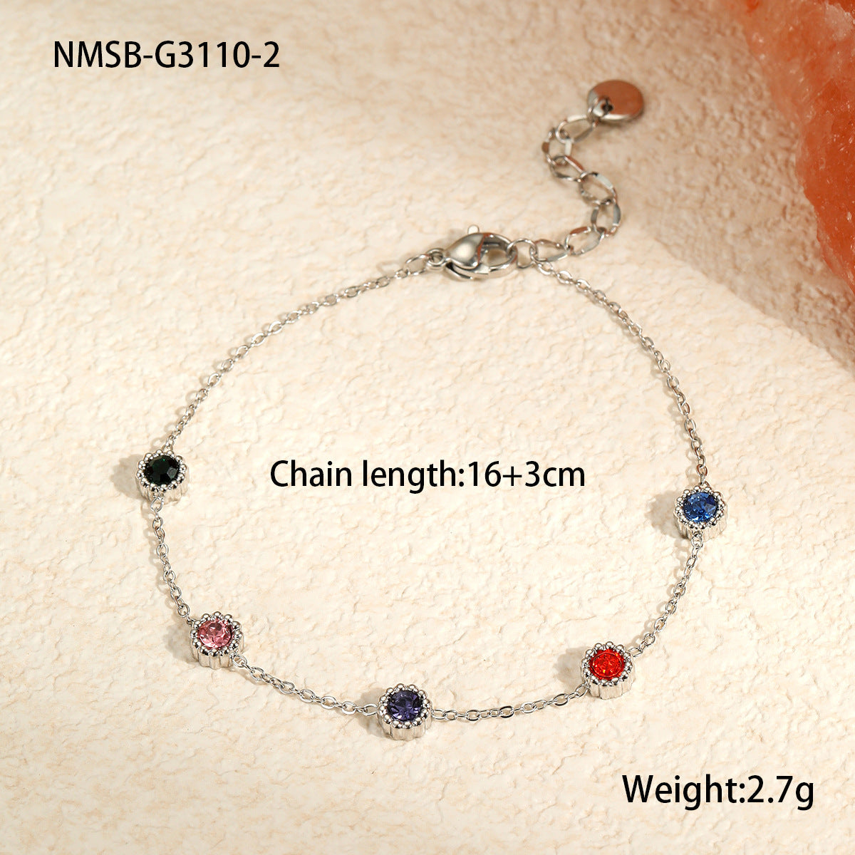 Bracelet Light Luxury High Grade Inlaid Color Zircon Titanium Steel Bracelet Girlfriends Women Non Fading Hand Jewelry