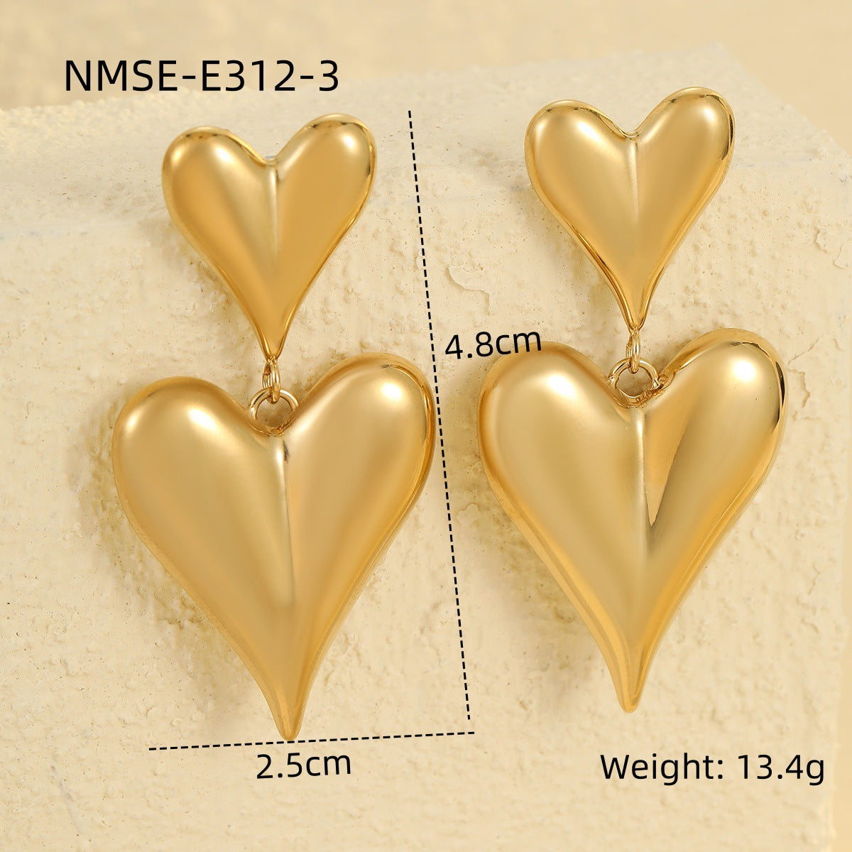 Glossy Hollow Out Cutout Stainless Steel Earrings Ball Love Embellished Retro High Sense Titanium Steel Earrings