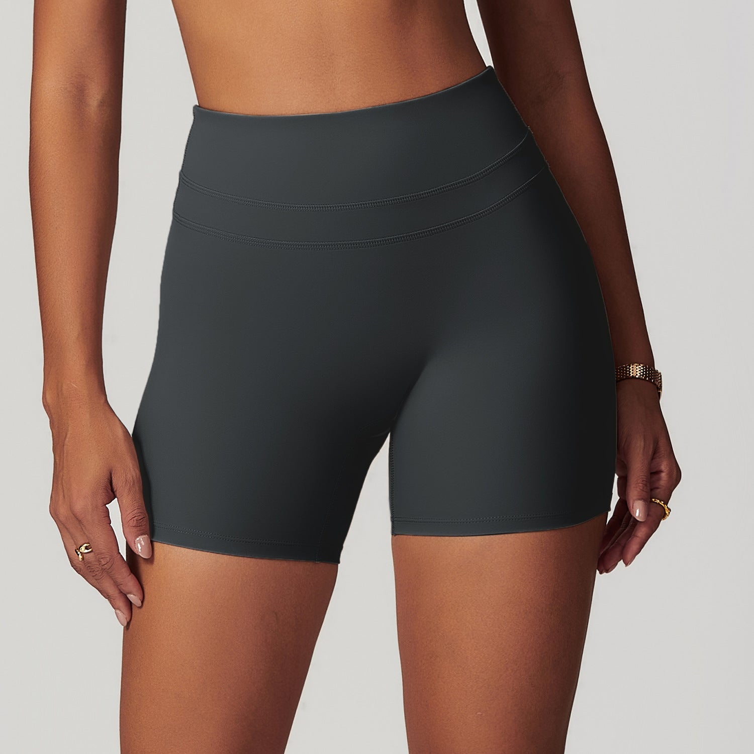 Sollinarry Brushed Tight Yoga Shorts Stretch High Waist Peach Hip Lifting Running Workout Shorts