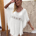 Outdoor Women Clothing Hand Crocheting Stitching Tassel Sexy Midi Dress Loose Sun Protection Beach Cover Up