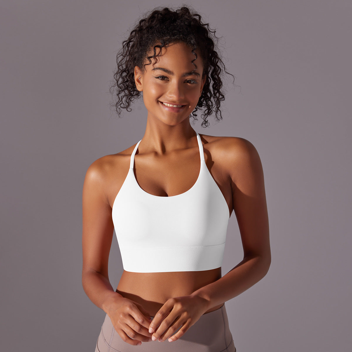 Nude Feel Halter Yoga Bra Women Triangle Beauty Back Exercise Vest Push up Sports Bra Yoga Clothing Top