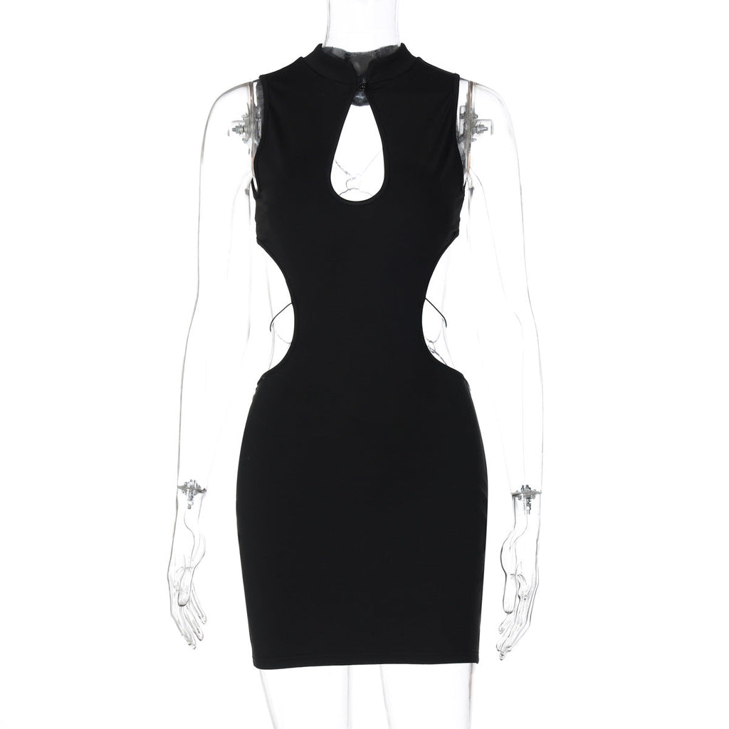 Street Sexy Hollow Out Cutout Backless Stitching Butterfly Metal Decoration Short Sexy Dress