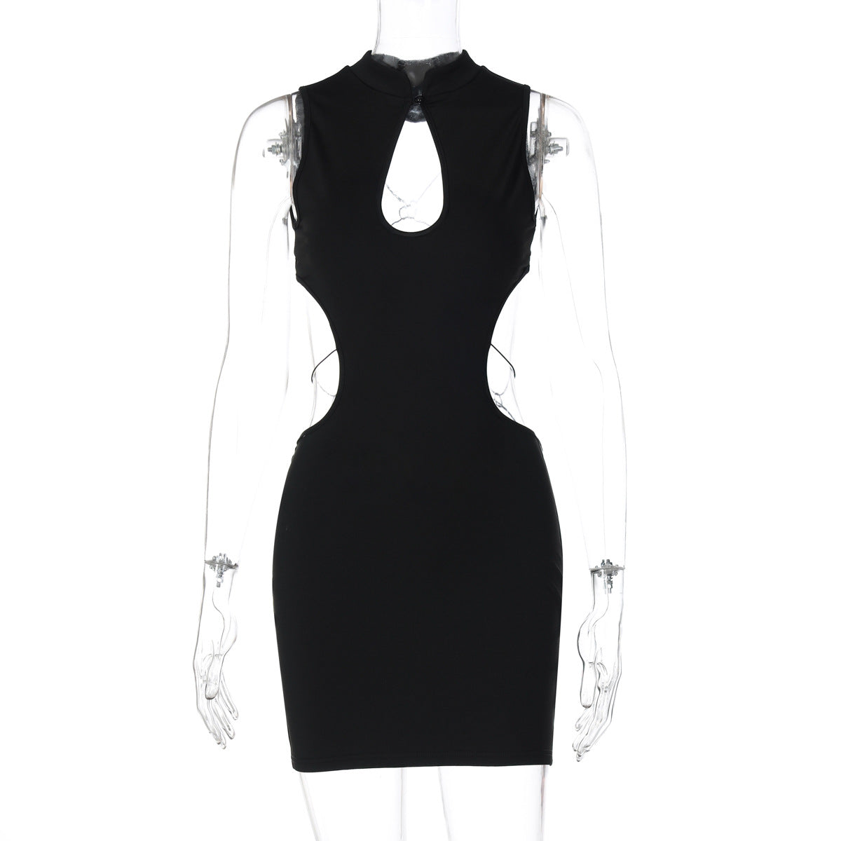 Street Sexy Hollow Out Cutout Backless Stitching Butterfly Metal Decoration Short Sexy Dress