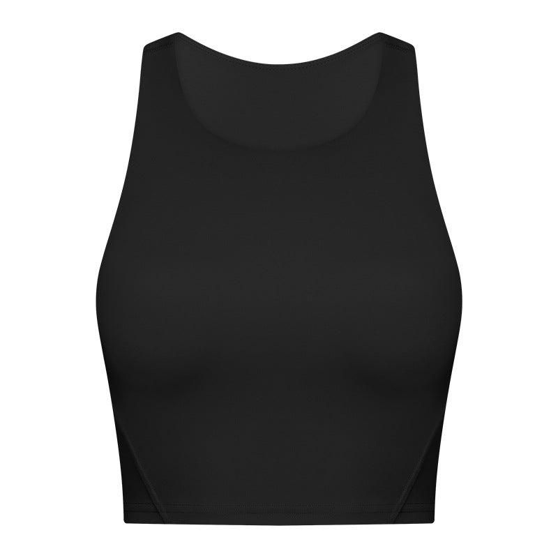 Spring Summer Pull High round Tie Chest Pad Yoga Vest Nude Feel Tight High Elastic Sports Fitness Top Women