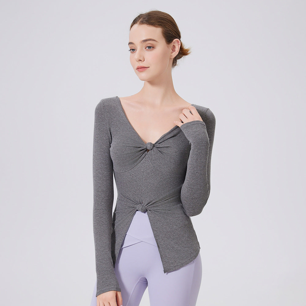 Slim Fit Heat Storage Slimming Top Women Outer Wear Workout Clothes Running Yoga Long Sleeve Mousse Training Sports T shirt