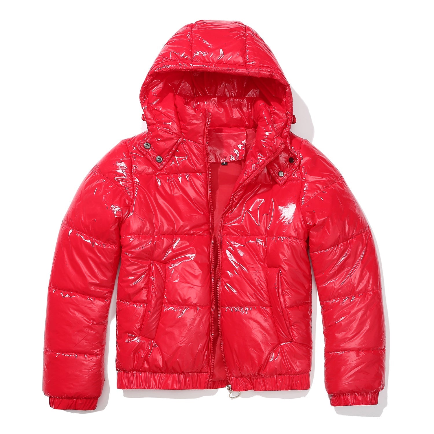 Fall Winter Hooded Cotton Padded Clothes 20D Film Splash Proof Fashionable Jacket Long Sleeve Glossy Cotton Padded Clothes for Women