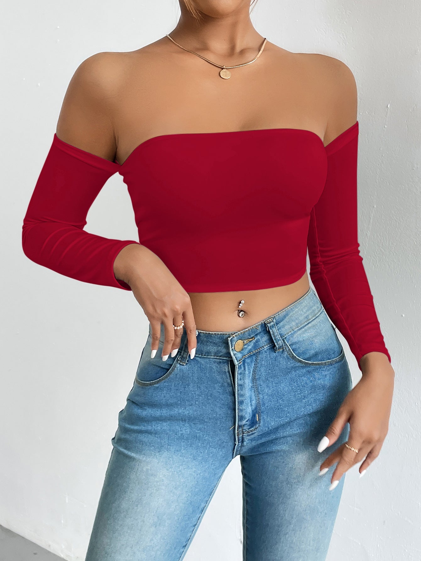 Camisole Waist Trimming Short Sleeve Vest Sexy Cropped Tube Top Bottoming Vest