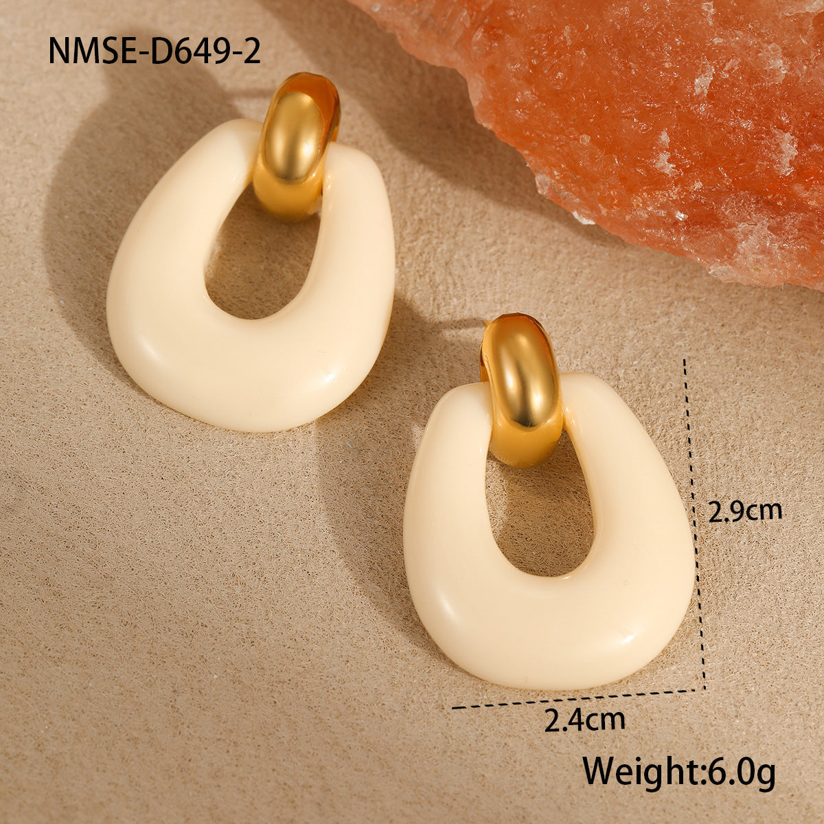 High Grade Retro Hong Kong Stainless Steel Earrings Irregular Asymmetric Resin Geometric Abstract Design Earrings