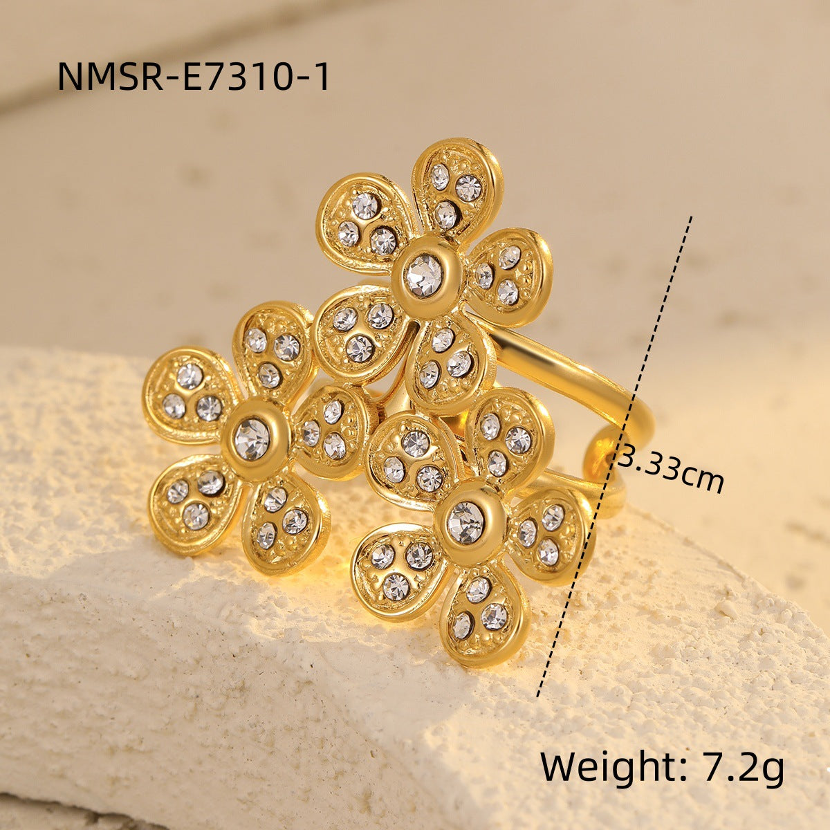 Stainless Steel Ring Exaggerated Irregular Asymmetric Geometric Abstract Plated 18K Gold Titanium Steel Ring Bracelet