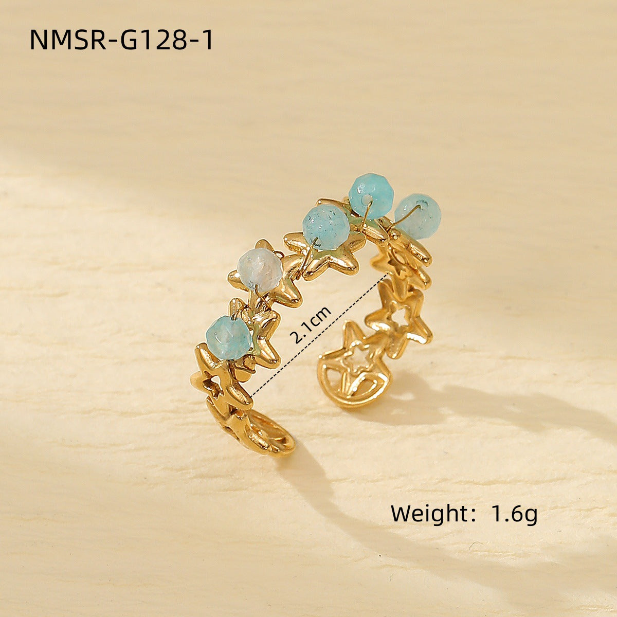 Blue Natural Stone Love Design Titanium Steel Ring Women Arrival Minority High Grade Stainless Steel Ring