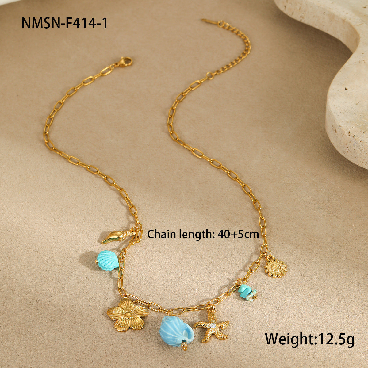 Bracelet Necklace Ornament Ocean Vacation Beach Wind Tassel Starfish Shell Embellished Necklace