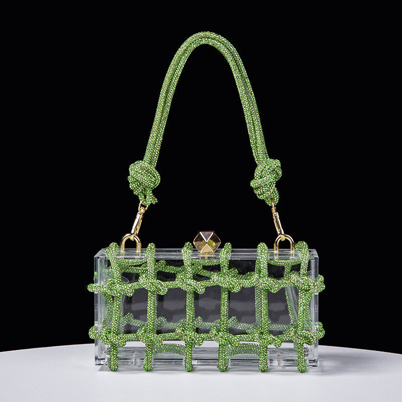 Spring Summer Alec Transparent Storage Box Handcraft Braiding Rope Small Square Bag Underarm Handbags