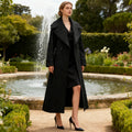 Women French Long Sleeve Loose Diamond Coat Autumn High Sense Show Thin Black Windbreaker