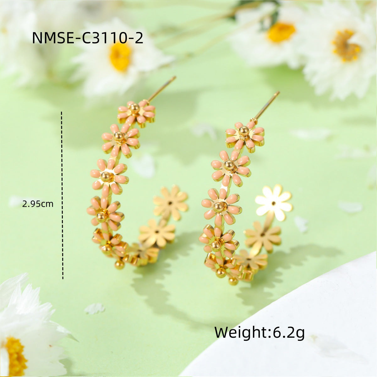 High Grade Drop Oil Titanium Steel Floral Earrings Women Non Fading 18K Gold Stainless Steel Earrings