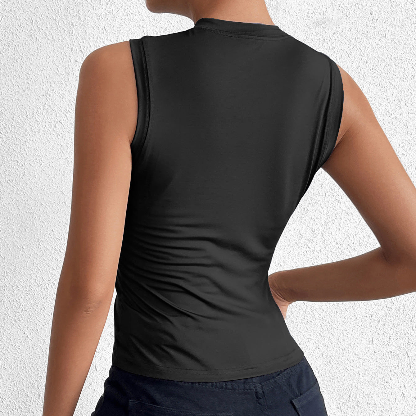 Summer Sleeveless round Neck Milk Silk Short Vest Sexy Refined Outdoor Slim Fit Inner Wear Slim Looking Base Small Top