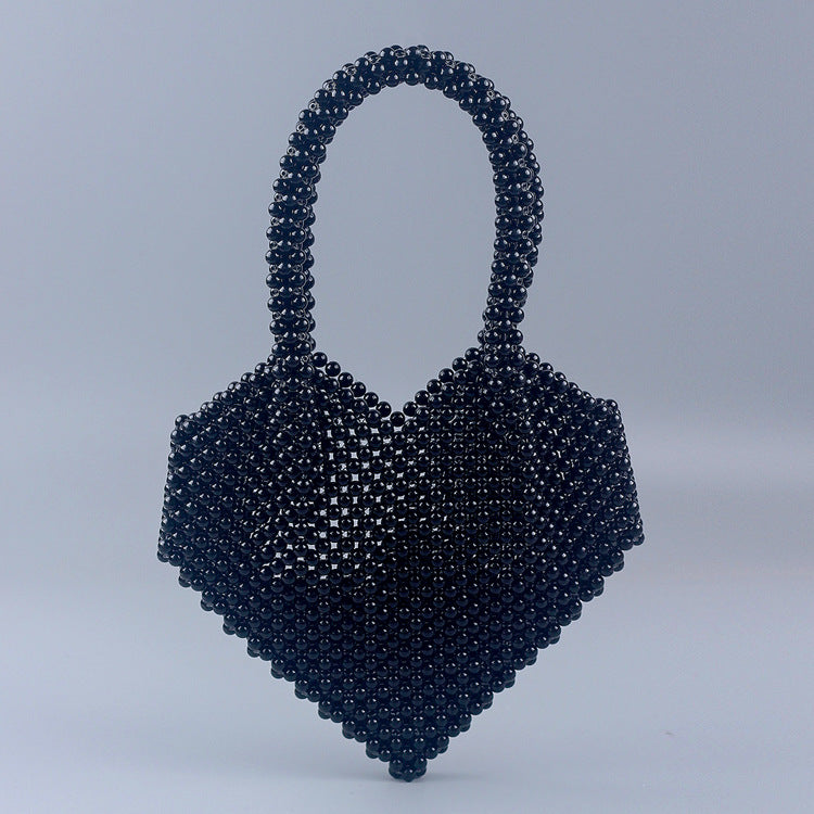 Pearl Bag Multi Color Optional High Quality Peach Heart Handbag Special Interest Design Hand Woven Women Handbag