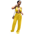 Sexy Irregular Asymmetric Lace up Wrapped Chest Loose Wide Leg Jumpsuit