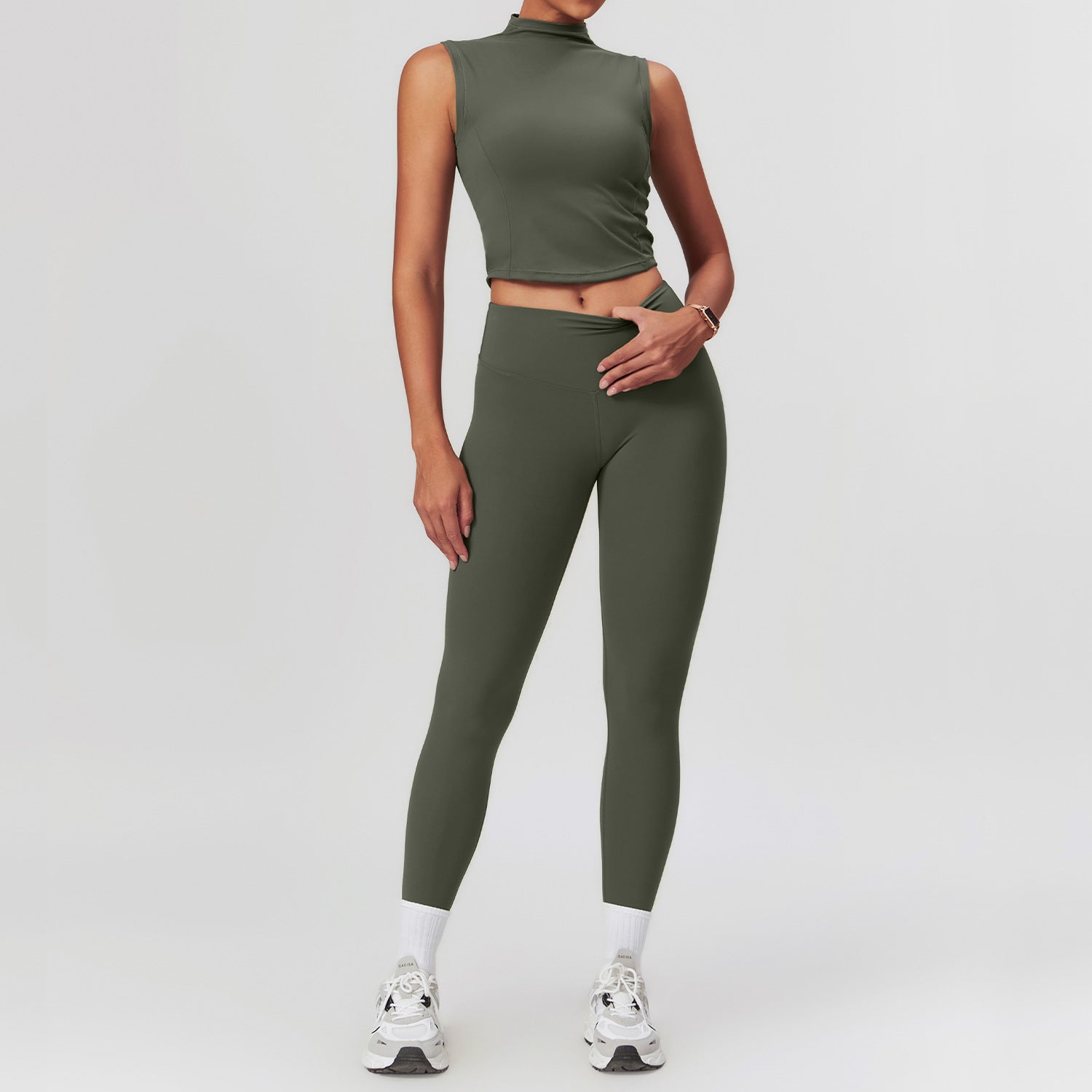 Sollinarry Brushed Tight Yoga Women Slimming Beauty Back Exercise Set Casual Fitness Yoga Wear