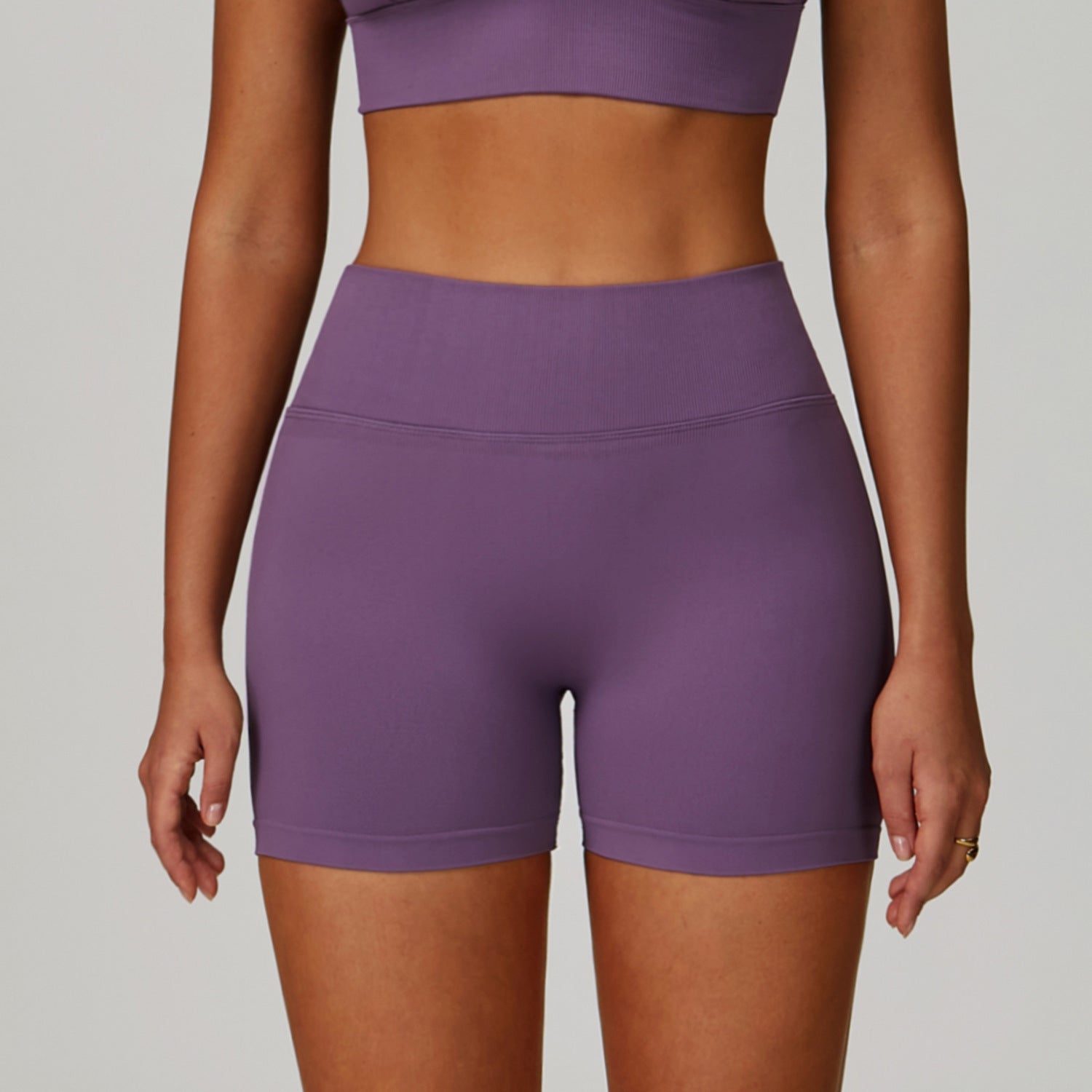 Sollinarry Seamless Knitted Tight Yoga Shorts Women V Shaped Waist Outer Wear Running Sports Quick Drying Fitness Pants