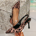 Spring Summer Internet Rhinestones Stiletto Toe Box Sandals Sexy Women Leopard Print Pointed High Heel