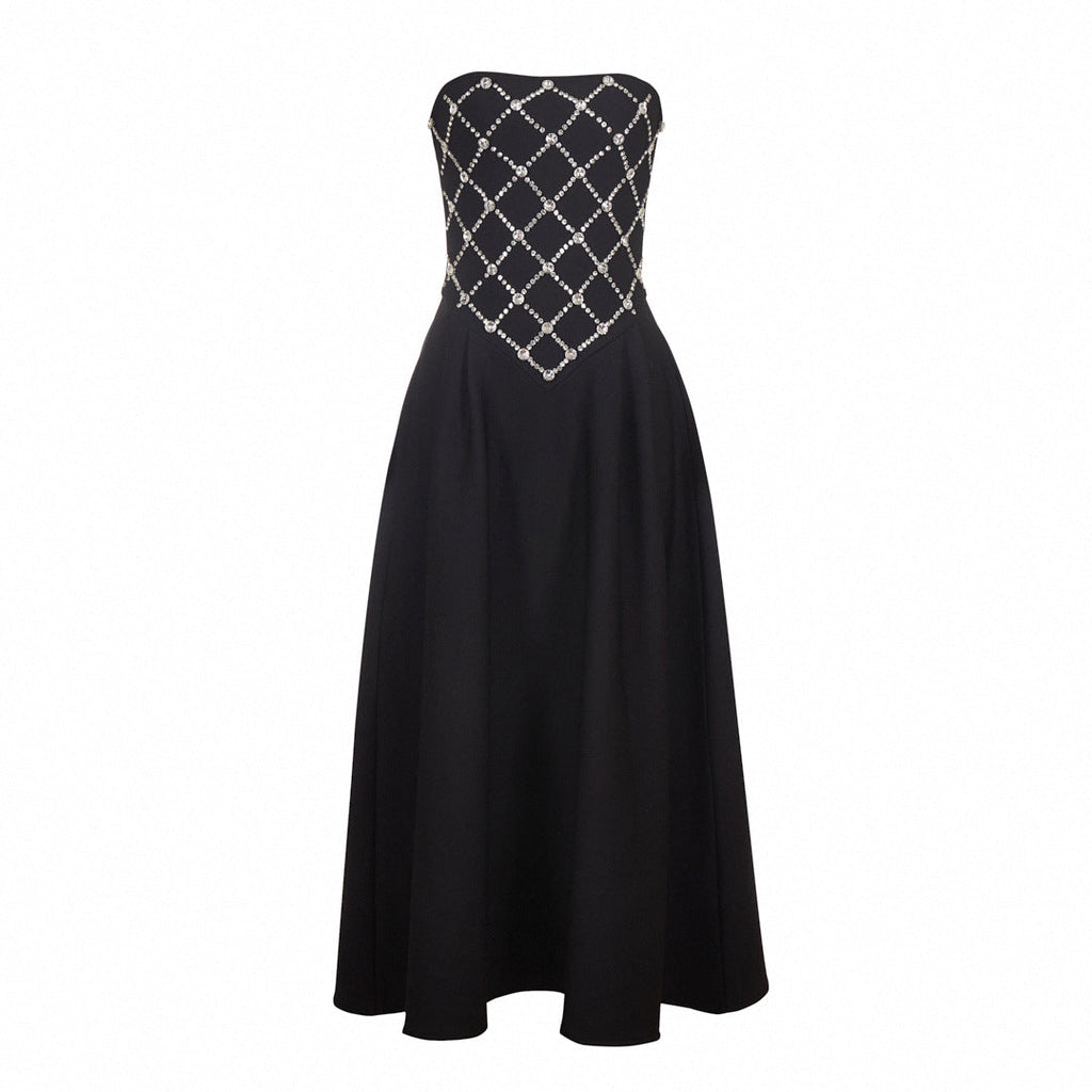 Elegant Women Bandage One Piece Dress Rhinestone Maxi Dress High End Evening Dress Bandage Dress