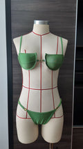 Solid Color Hard Cup Banded Bikini Women with Diamond Sexy Split Swimsuit