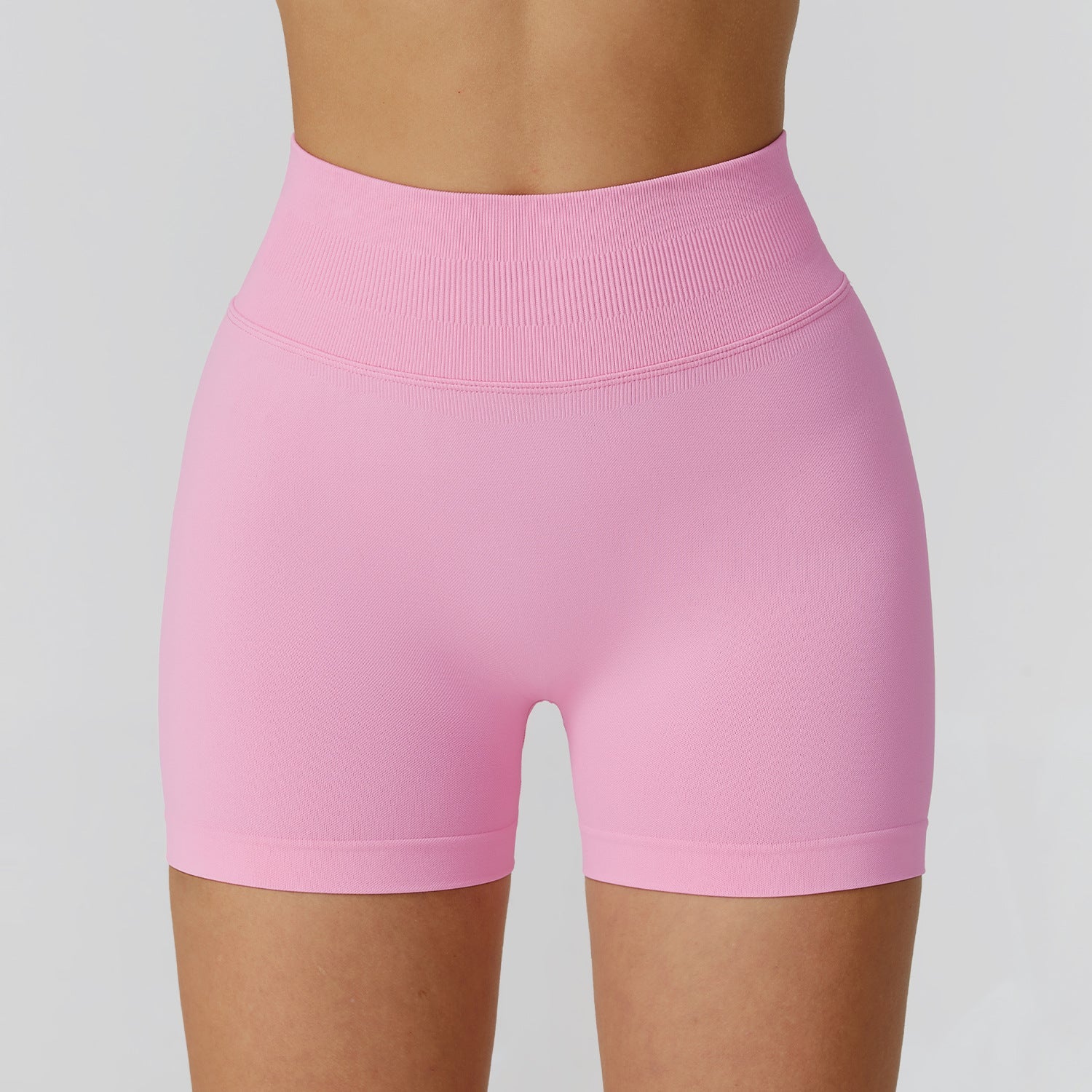 Sollinarry Seamless Yoga Shorts High Waist Pleated Peach Hip Slim Fitness Clothes Outdoor Running Exercise Shorts