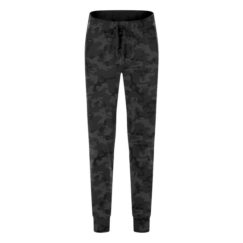Spring Summer Elastic Lace-up Waist Yoga Pants Simple Straight Sports Casual Elastic Ankle-Tied Cropped Pants for Women