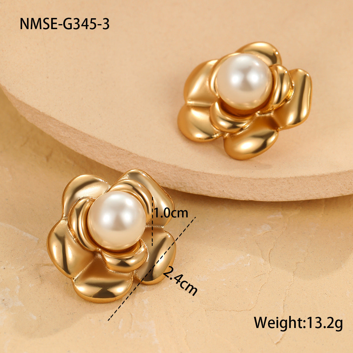 Pearl Series Earrings Stainless Steel 18K Gold Plating Stud Earrings Elegant Floral Earrings