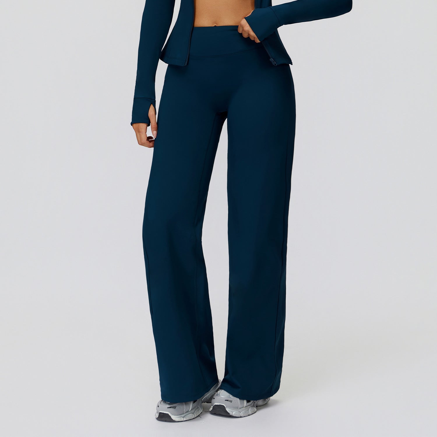 Casual Trousers Fleece-Lined Keep Warm High Waist Wide Leg Pants Outdoor Sports Running Wide Leg Pants Women