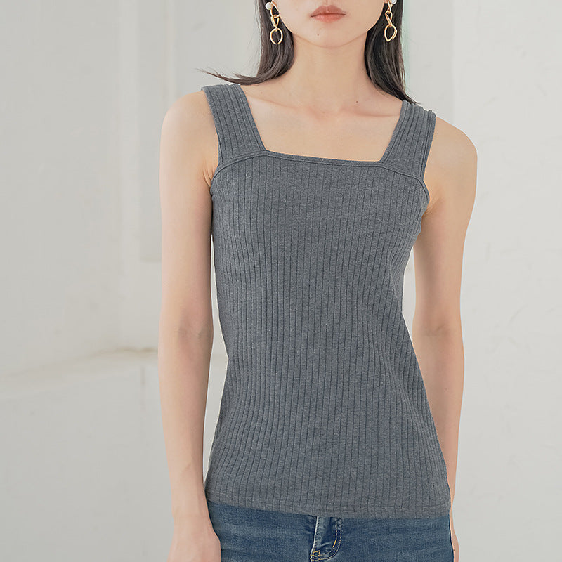 Pure Cotton Camisole Women Sunken Stripe Lengthened Vest Women Inner Wear