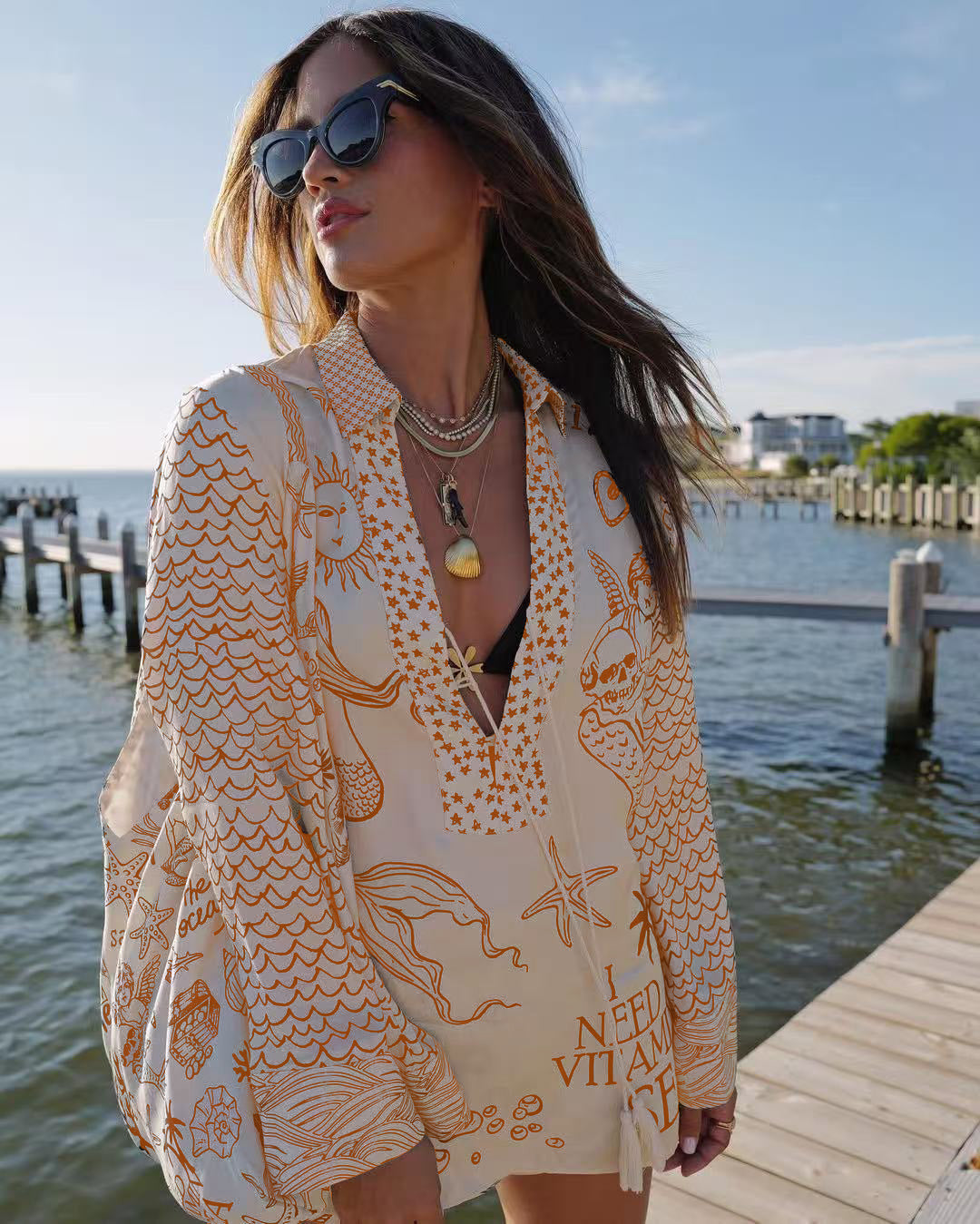 Casual Positioning Printing Satin Two Piece Sets