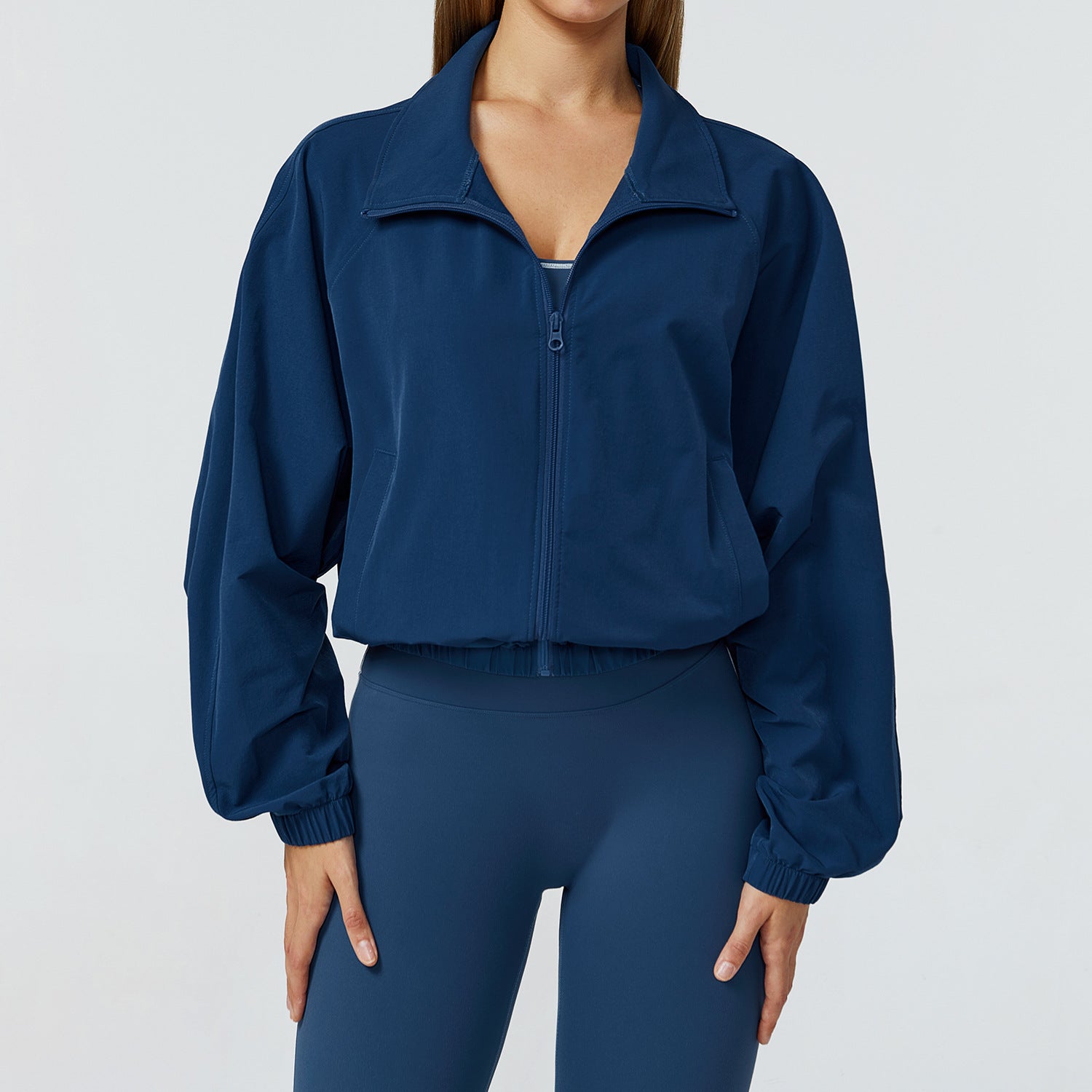 Quick Drying Stand Collar Sports Jacket Women Zipper Windproof Outdoor Running Workout Long Sleeve Yoga Clothes Coat