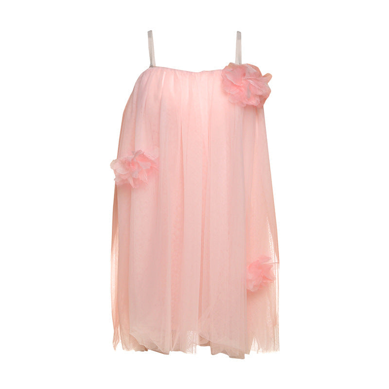 Summer Women Clothing Sexy Mesh Umbrella Princess Dress Three Dimensional Floral Invisible Sling Dress