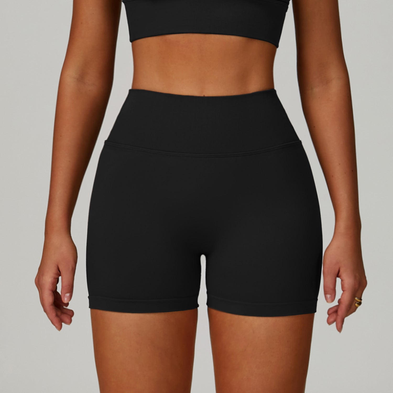 Sollinarry Seamless Knitted Tight Yoga Shorts Women V Shaped Waist Outer Wear Running Sports Quick Drying Fitness Pants