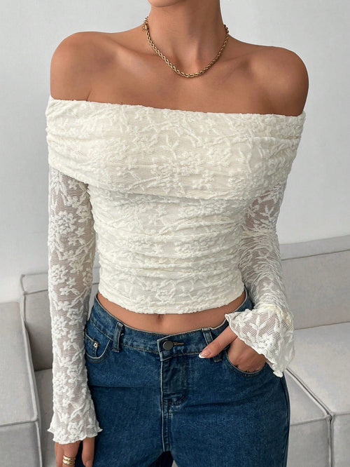 Autumn off Shoulder Long Sleeve Slim Fit Slimming Office Date Combat Clothes