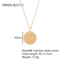 Geometric Abstract round Heart Inlaid with Diamond Titanium Steel Necklace Light Luxury Minority High Grade Stainless Steel Necklace for Women