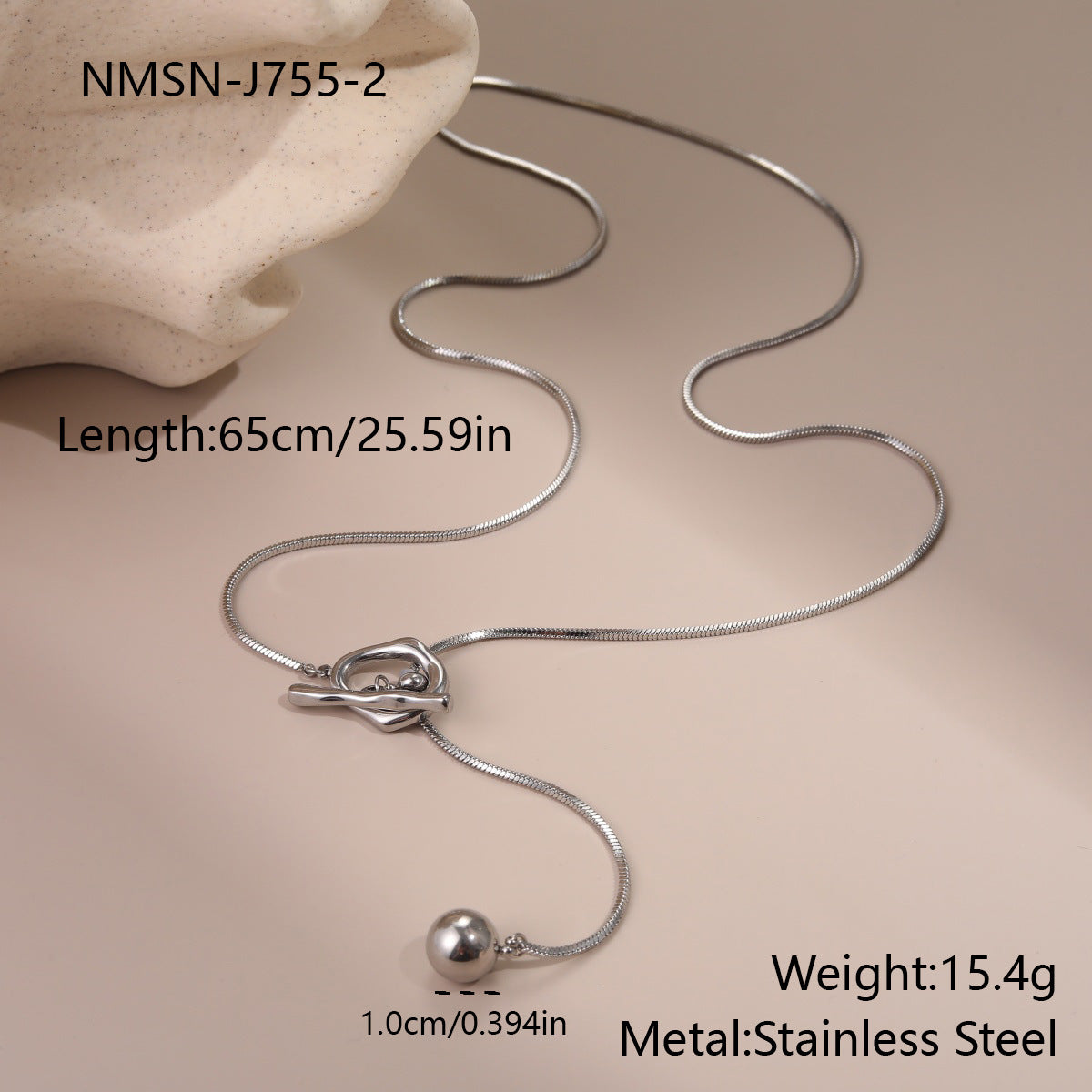 Geometric Abstract round Embellished Stainless Steel Necklace Long Y Shaped Chain Design Simple Necklace