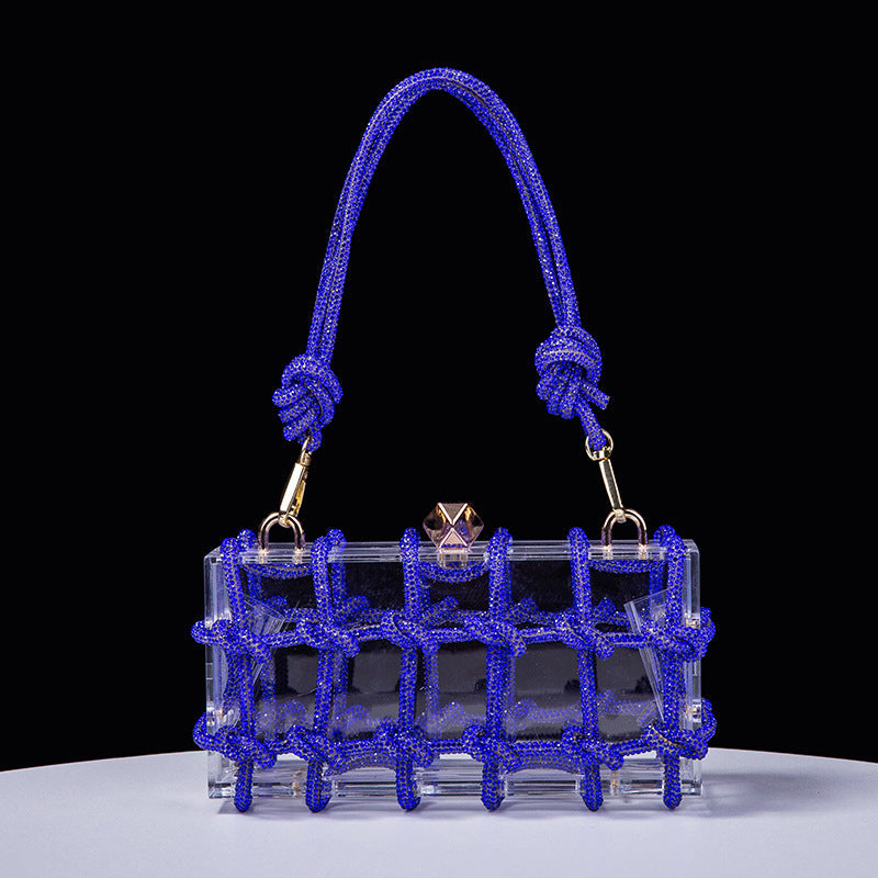 Spring Summer Alec Transparent Storage Box Handcraft Braiding Rope Small Square Bag Underarm Handbags