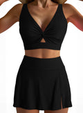 Solid Color Push up High Waist Culottes Sexy Split Bikini Swimsuit Swimwear Women