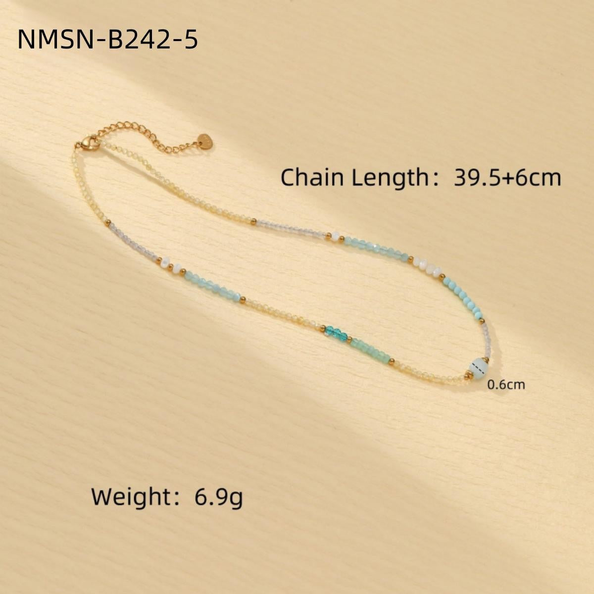 Blue Color Natural Stone Handmade Beaded Titanium Steel Necklace Affordable Luxury All Match Freshwater Pearl Embellished