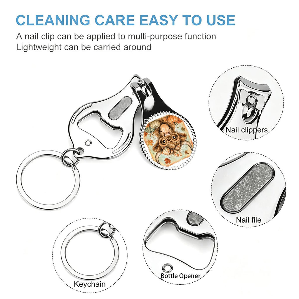 Keychain Nail Clippers with Bottle Opener Brushstroke Fall Highland Cow Png