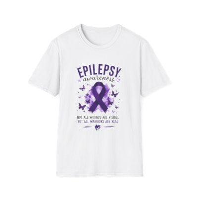 Epilepsy Awareness T-Shirt — Purple Ribbon & Butterflies