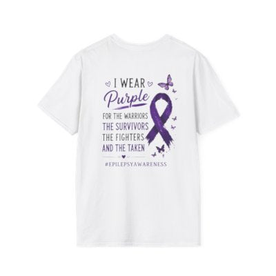 Epilepsy Awareness T-Shirt — Purple Ribbon & Butterflies